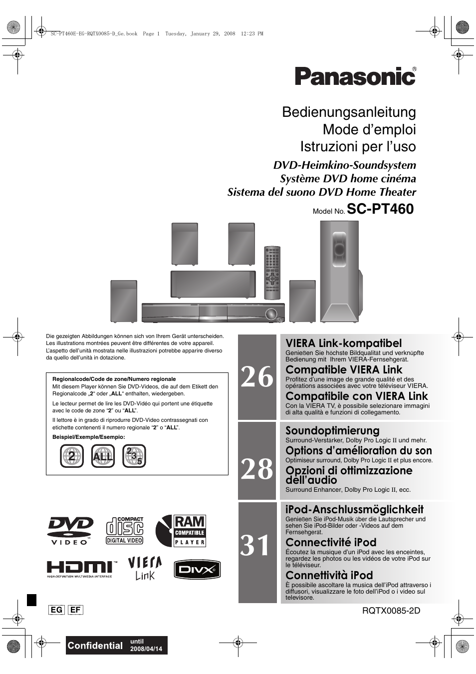 Panasonic SCPT460 User Manual | 116 pages