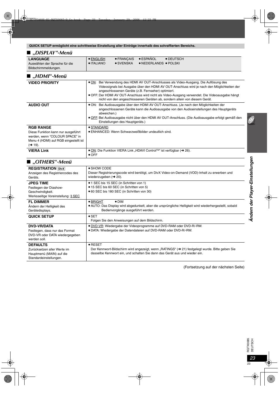 Panasonic SCPT460 User Manual | Page 23 / 116