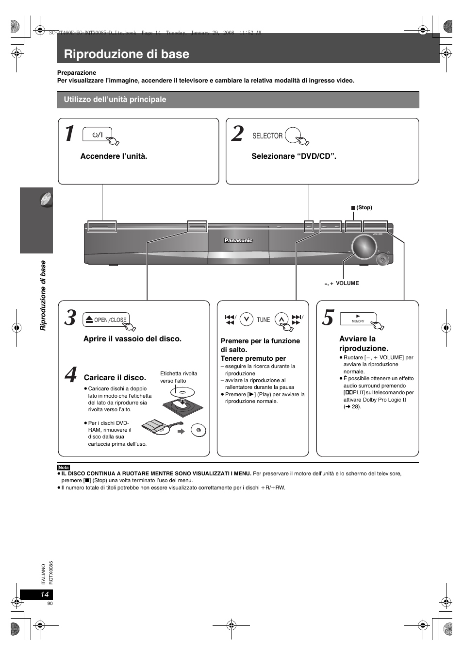 Riproduzione di base | Panasonic SCPT460 User Manual | Page 90 / 116