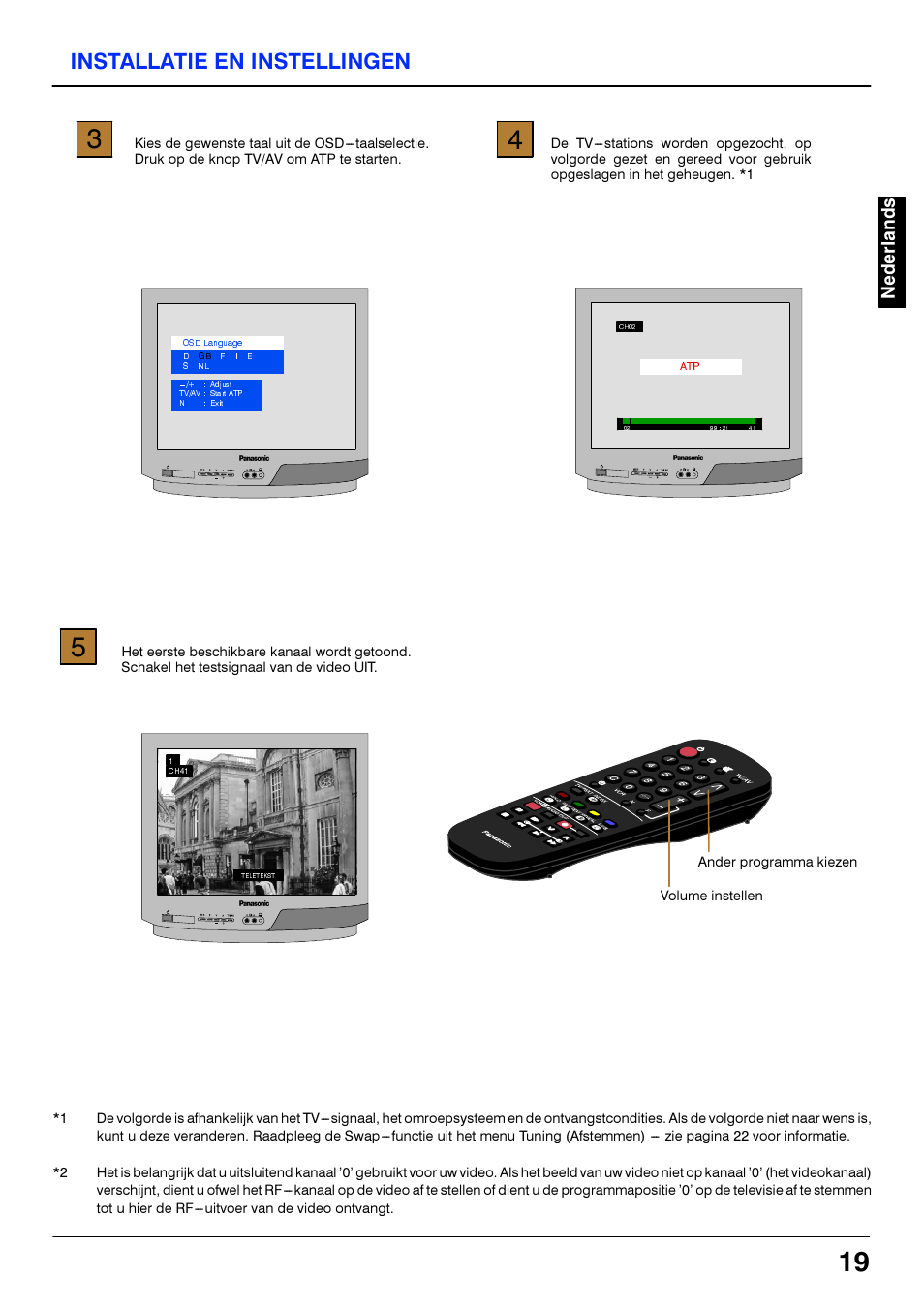Installatie en instellingen | Panasonic TX21S3TC User Manual | Page 19 / 44