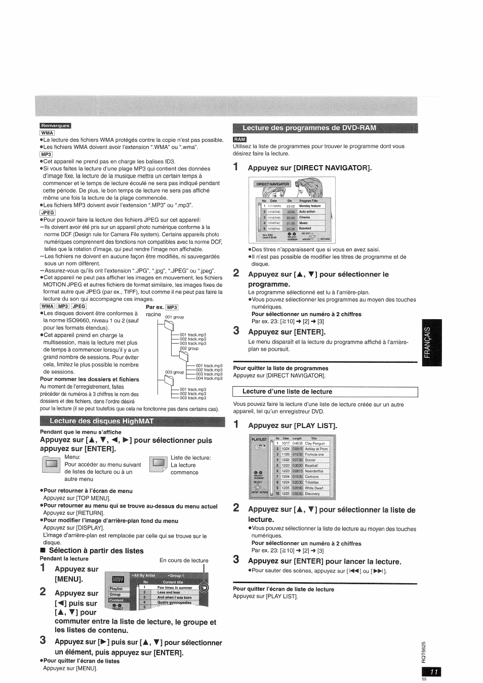 A, t, À, t, Menu | Un élément, puis appuyez sur [enter | Panasonic DVDS75EG User Manual | Page 11 / 24