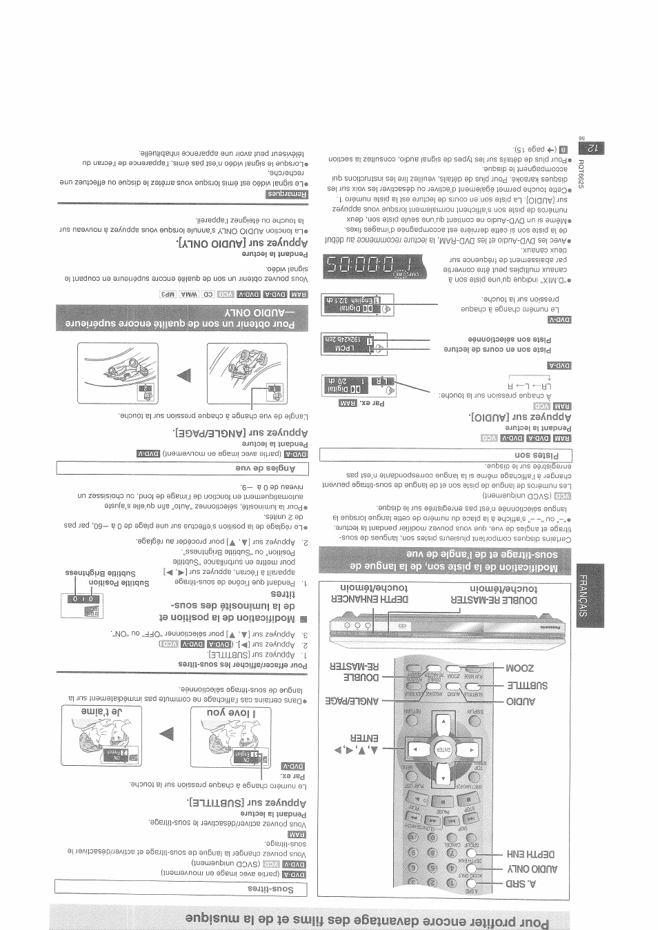 Only, Appyyez sur [subtitle, Apppjyez sur [angle/page | Audio | Panasonic DVDS75EG User Manual | Page 12 / 24
