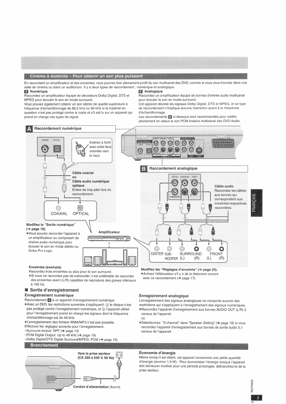 Sortie d’enregistrement, O ® o | Panasonic DVDS75EG User Manual | Page 5 / 24