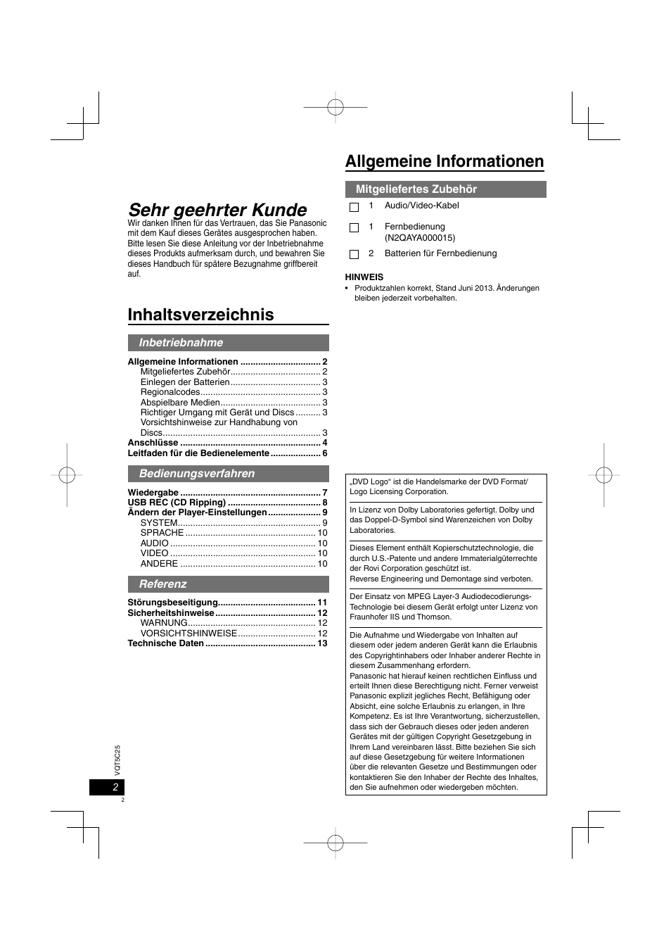 Panasonic DVDS500EG User Manual | Page 2 / 80