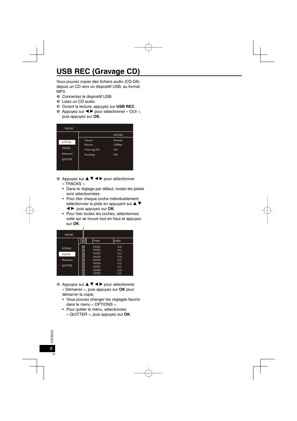 Usb rec (gravage cd) | Panasonic DVDS500EG User Manual | Page 20 / 80