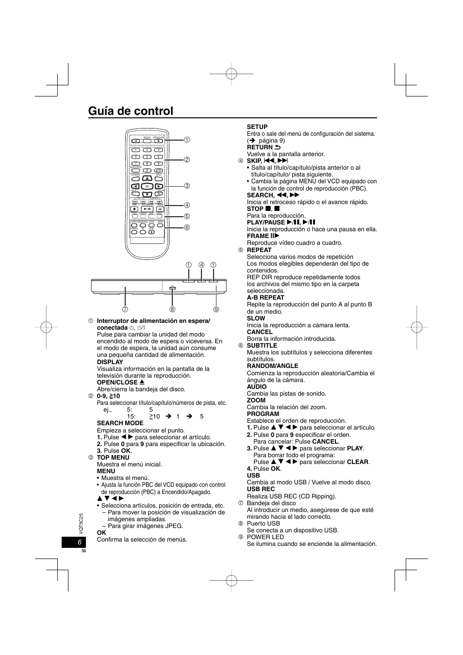 Guía de control | Panasonic DVDS500EG User Manual | Page 30 / 80