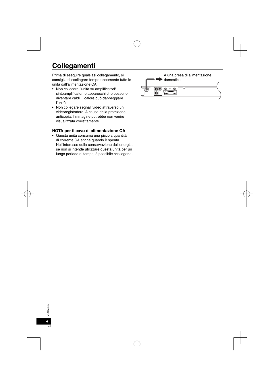 Collegamenti | Panasonic DVDS500EG User Manual | Page 40 / 80