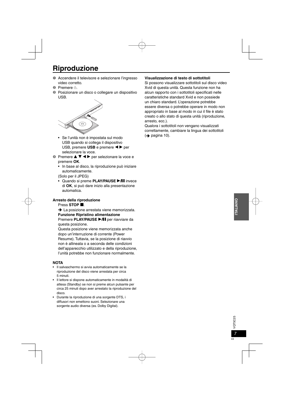 Riproduzione | Panasonic DVDS500EG User Manual | Page 43 / 80