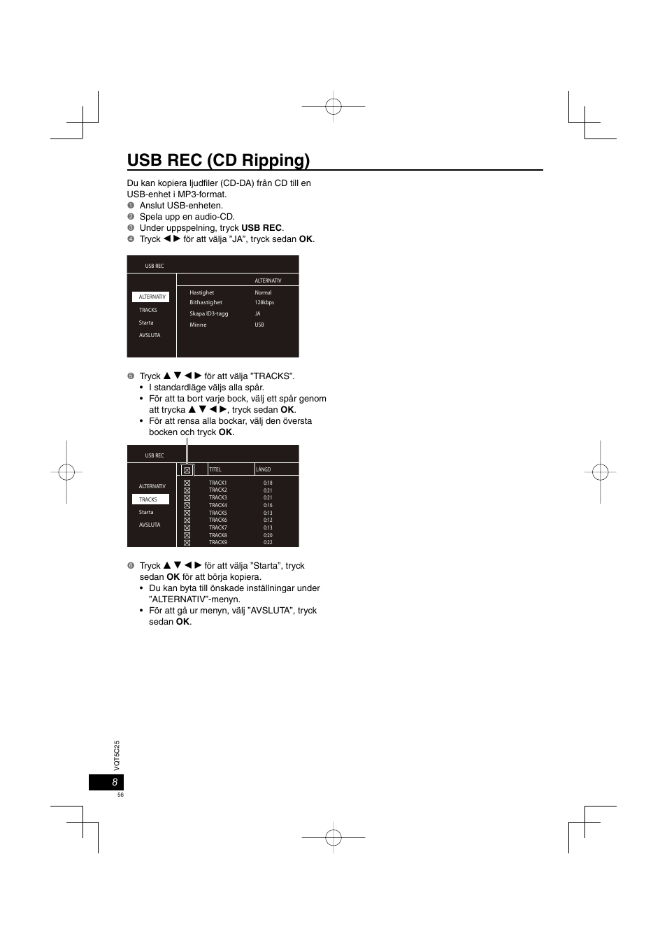 Usb rec (cd ripping) | Panasonic DVDS500EG User Manual | Page 56 / 80