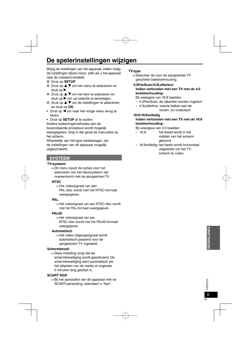 De spelerinstellingen wijzigen, Systeem | Panasonic DVDS500EG User Manual | Page 69 / 80