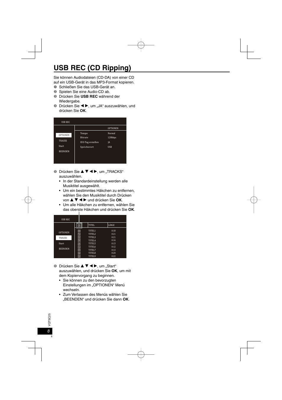 Usb rec (cd ripping) | Panasonic DVDS500EG User Manual | Page 8 / 80