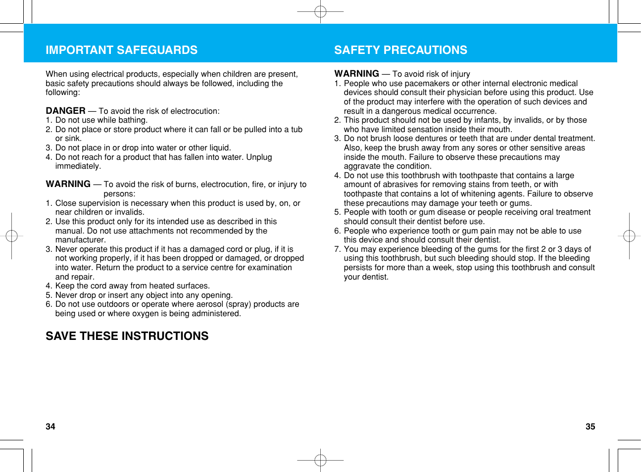 Important safeguards, Save these instructions safety precautions | Panasonic EW1012G2 User Manual | Page 18 / 56