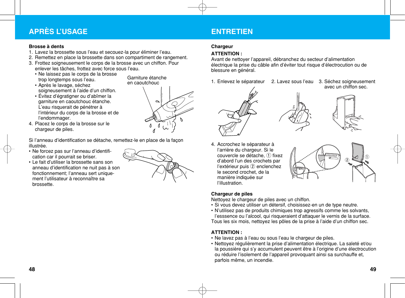 Après l’usage, Entretien | Panasonic EW1012G2 User Manual | Page 25 / 56