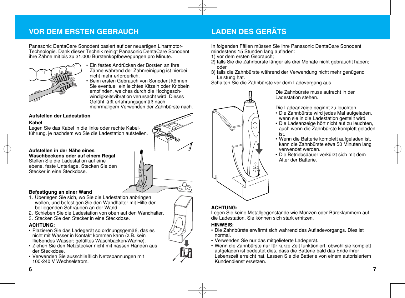 Vor dem ersten gebrauch, Laden des geräts | Panasonic EW1012G2 User Manual | Page 4 / 56