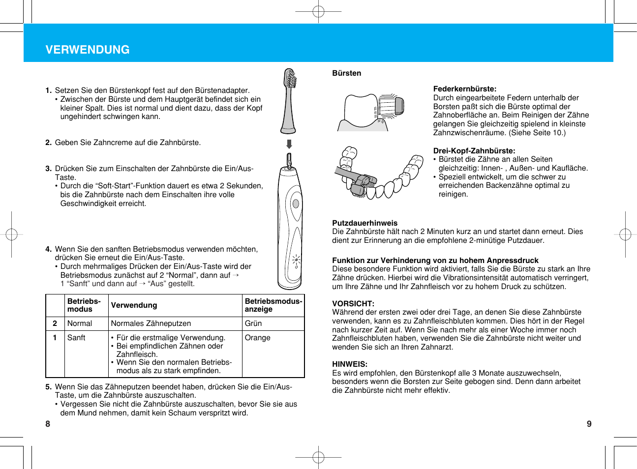 Verwendung | Panasonic EW1012G2 User Manual | Page 5 / 56