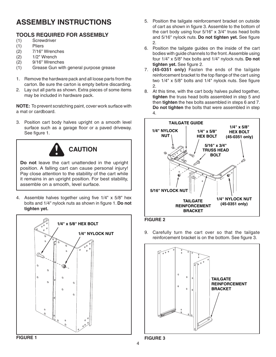 Assembly instructions, Caution | Agri-Fab 45-0351 User Manual | Page 4 / 12