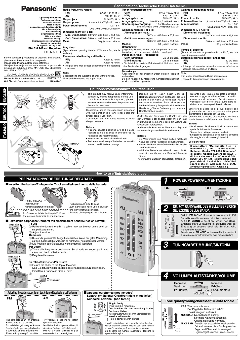Panasonic RFNA06R User Manual | 4 pages