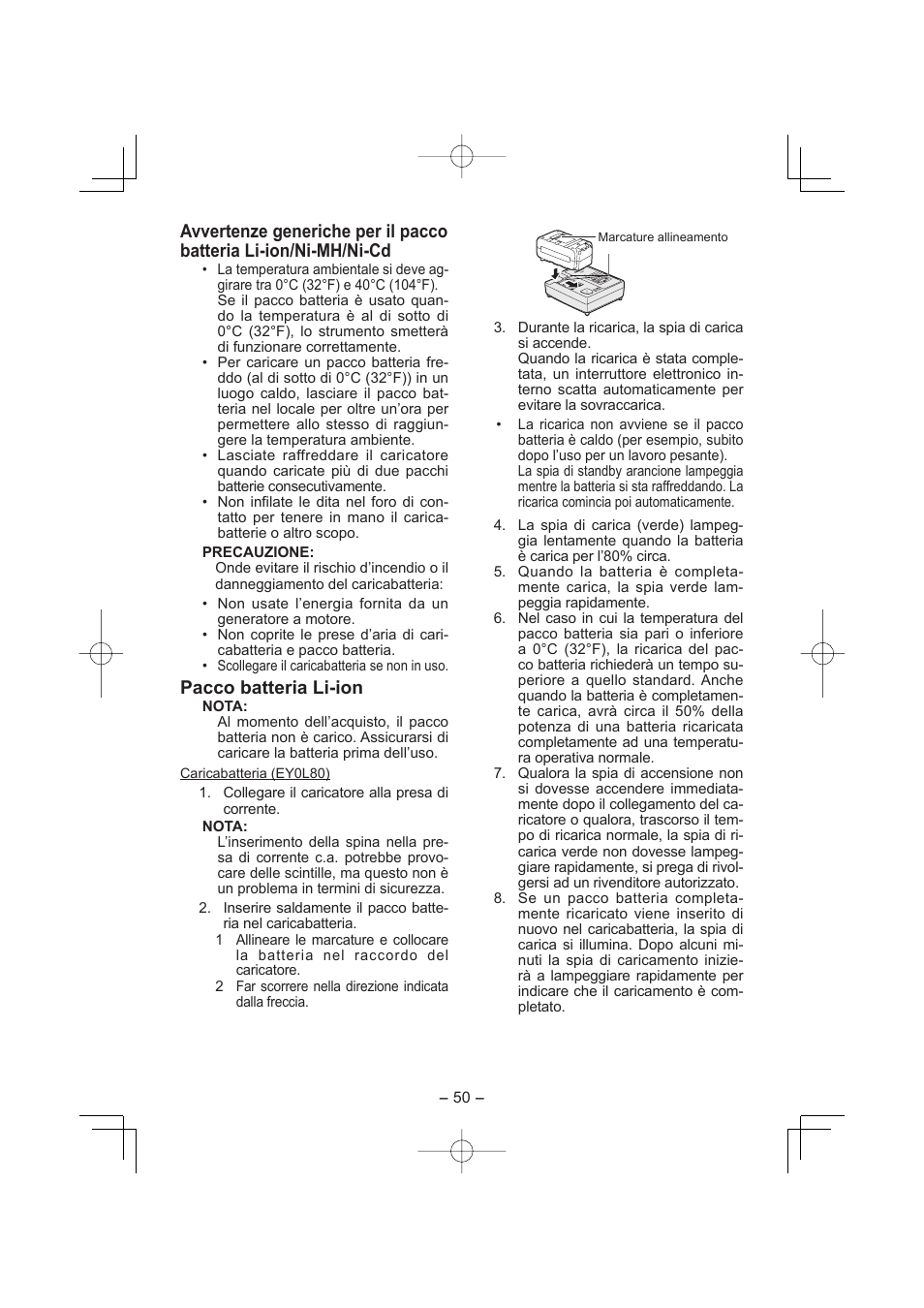 Pacco batteria li-ion | Panasonic EY7880 User Manual | Page 50 / 160