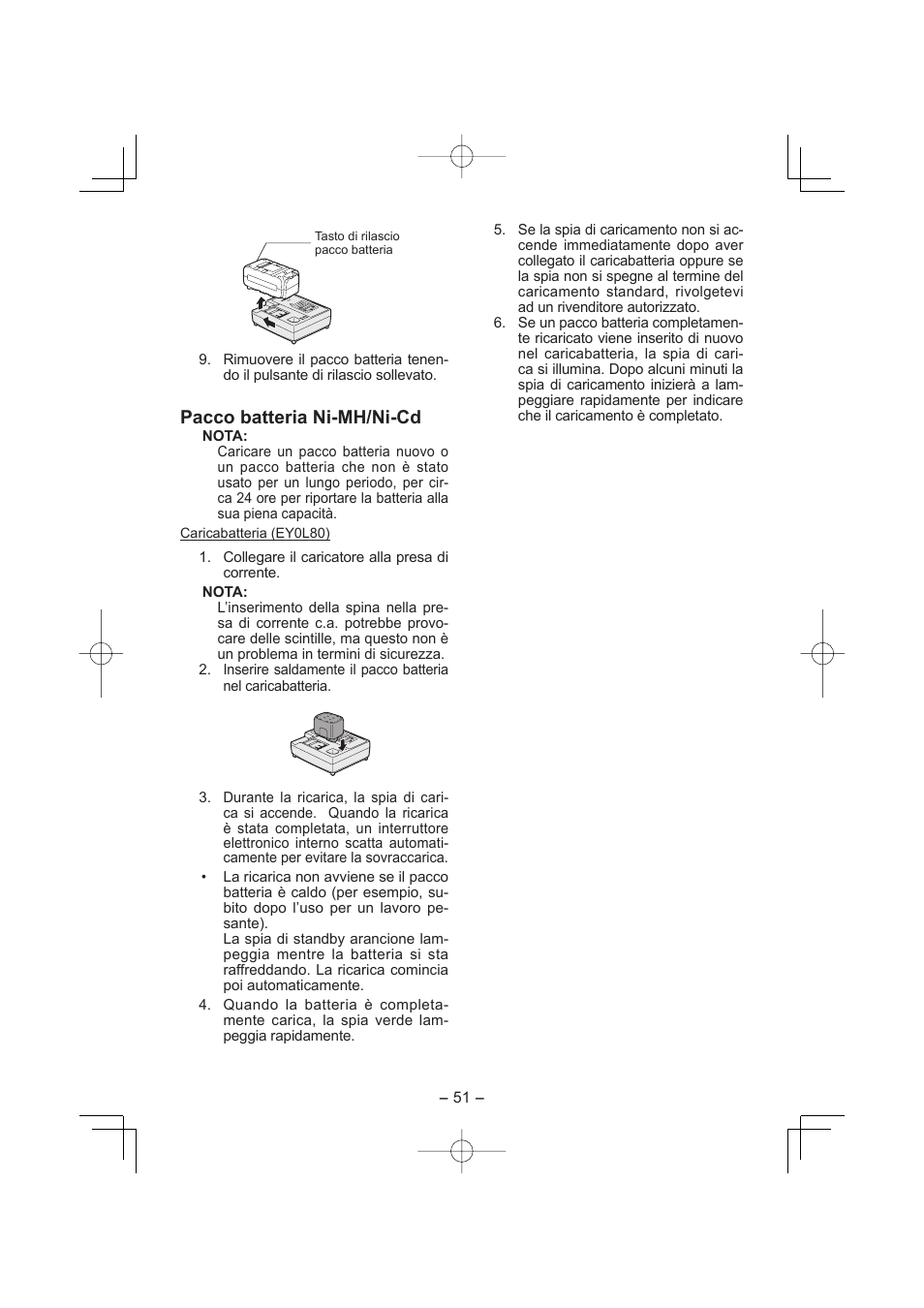 Pacco batteria ni-mh/ni-cd | Panasonic EY7880 User Manual | Page 51 / 160