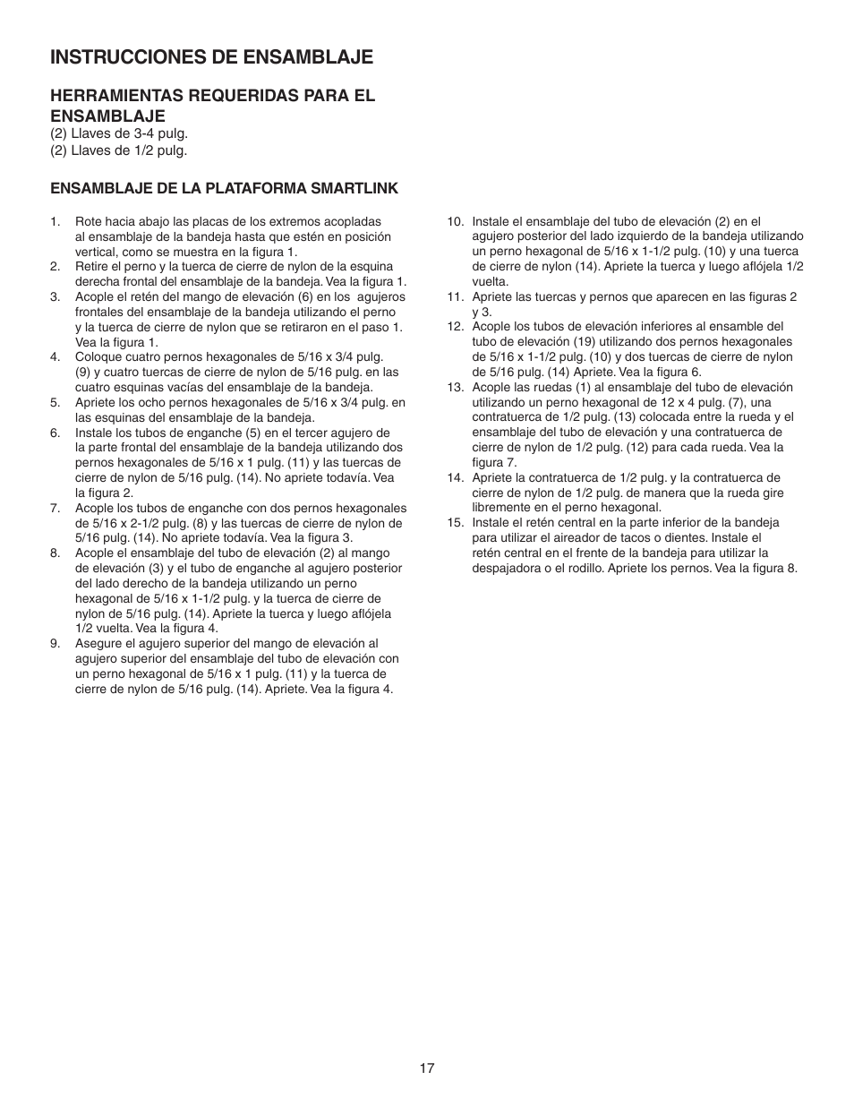 Instrucciones de ensamblaje, Herramientas requeridas para el ensamblaje | Agri-Fab Smartlink Platform 45-04731 User Manual | Page 17 / 24