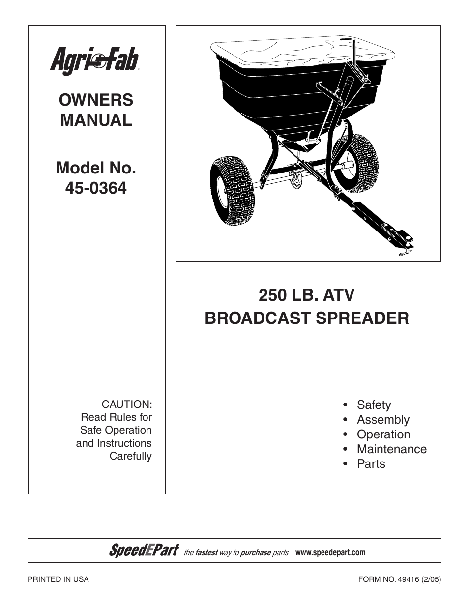 Agri-Fab 45-0364 User Manual | 12 pages