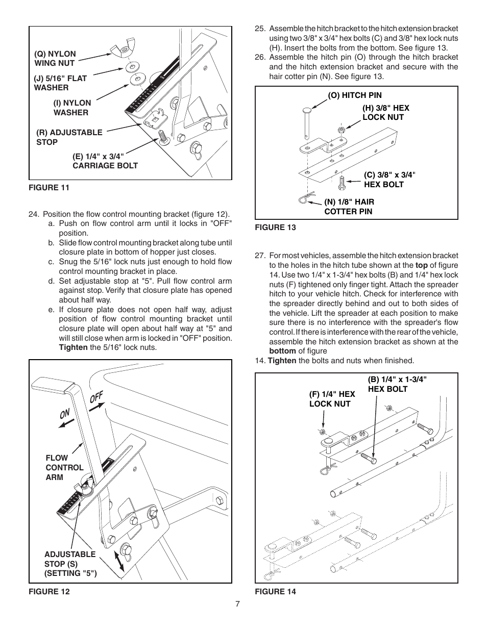 On off, Adjustable stop (s) (setting "5"), Q) nylon wing nut | Agri-Fab 45-0364 User Manual | Page 7 / 12