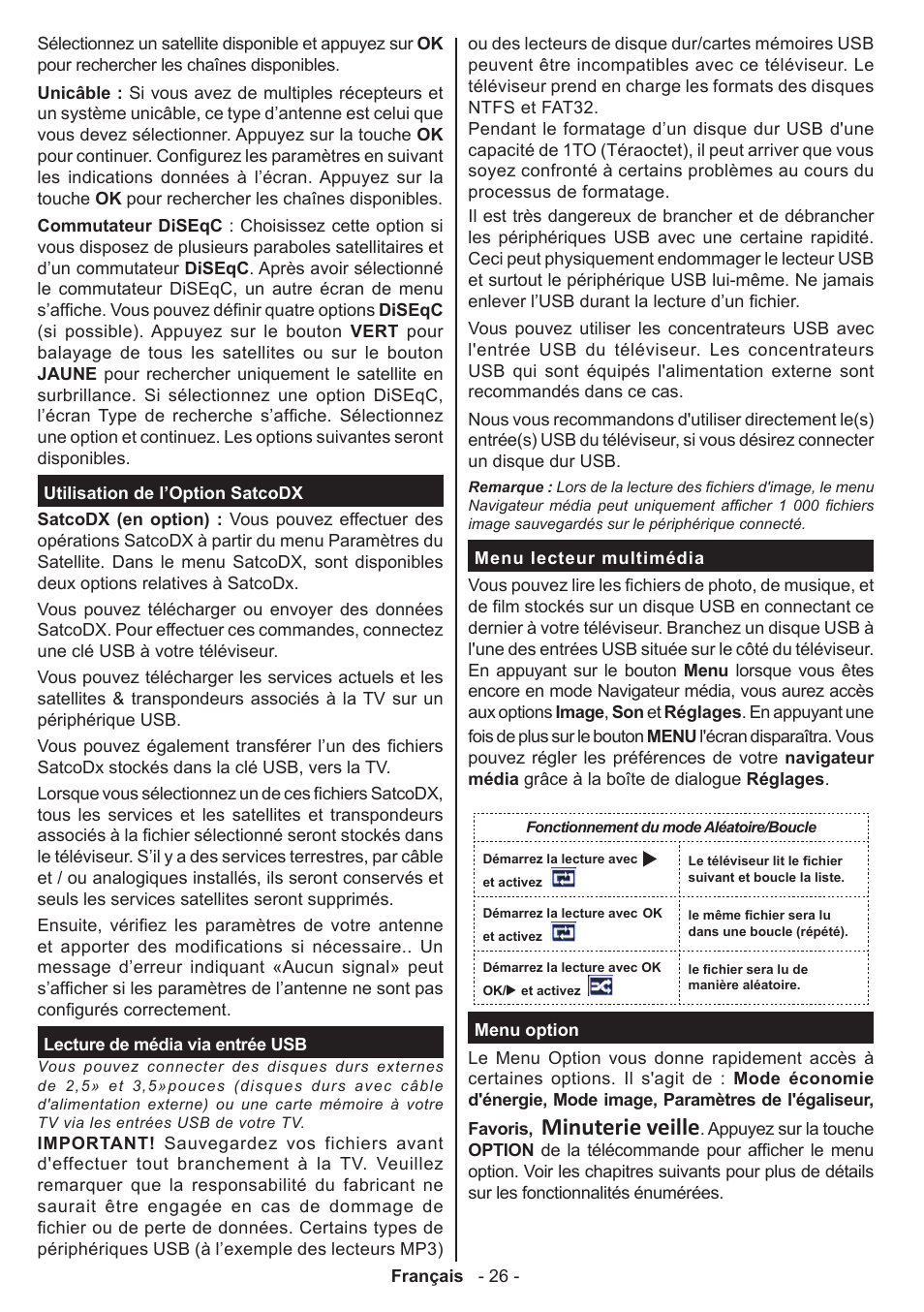 Minuterie veille | Panasonic TX50AW304 User Manual | Page 27 / 89