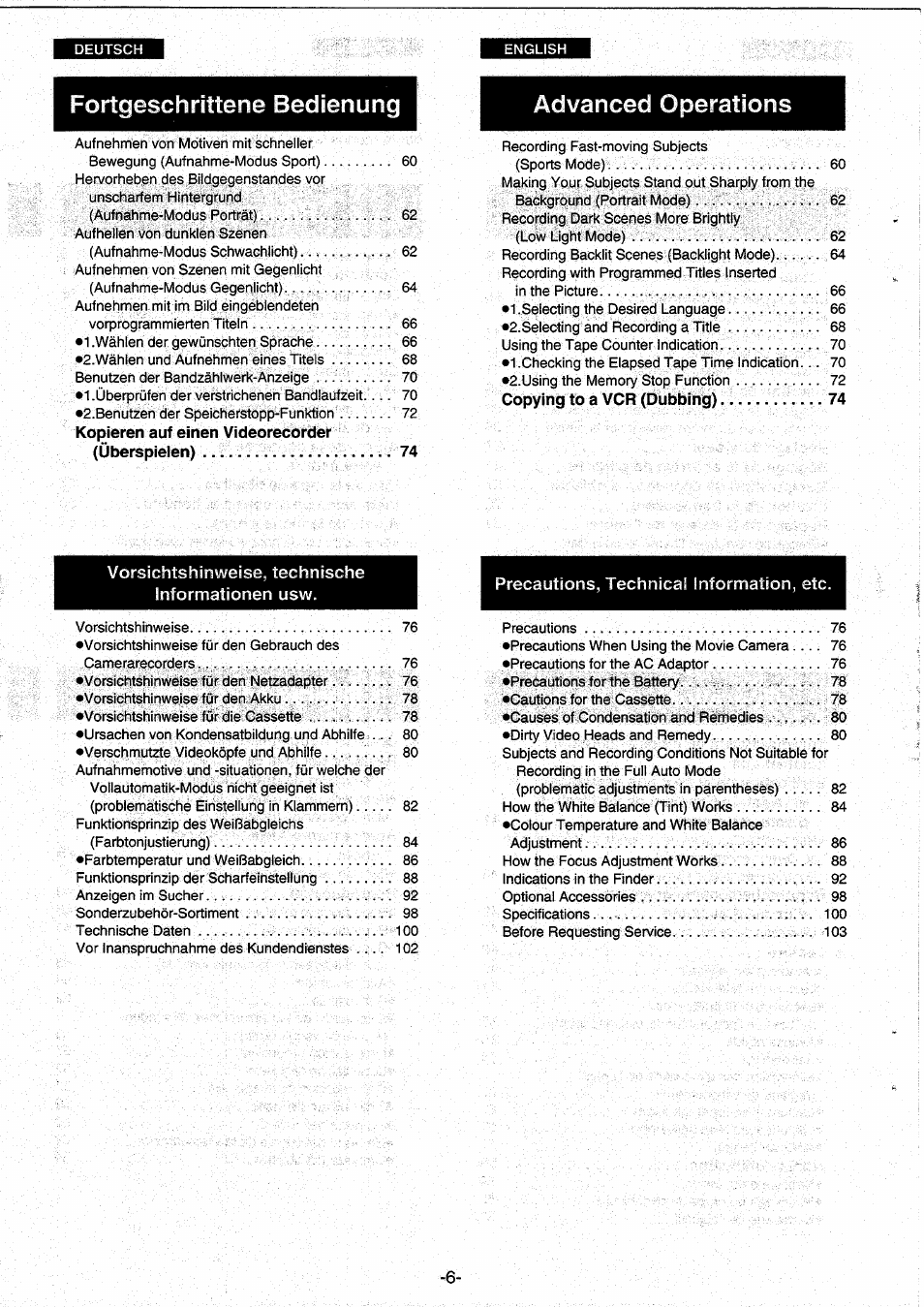 Kopieren auf einen videorecorder (überspielen) | Panasonic NVRX10EG User Manual | Page 6 / 106