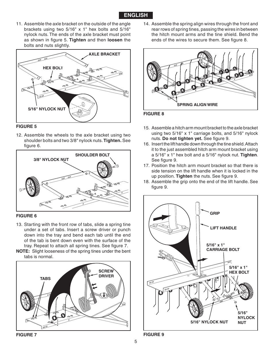 Agri-Fab Tine De-Thatcher 45-02951 User Manual | Page 5 / 12