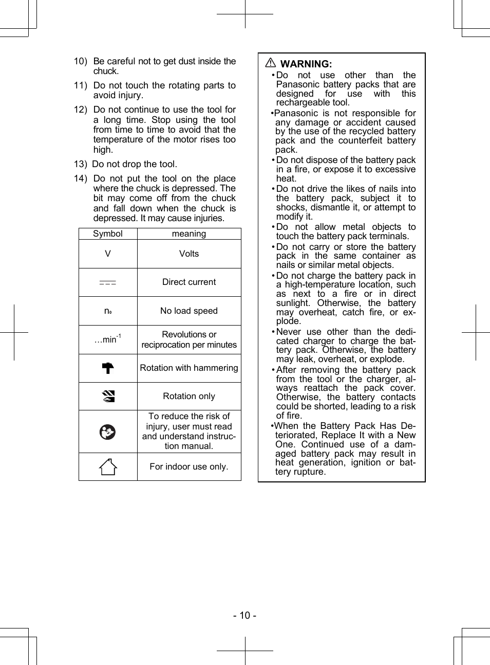 Panasonic EY7840 User Manual | Page 10 / 148