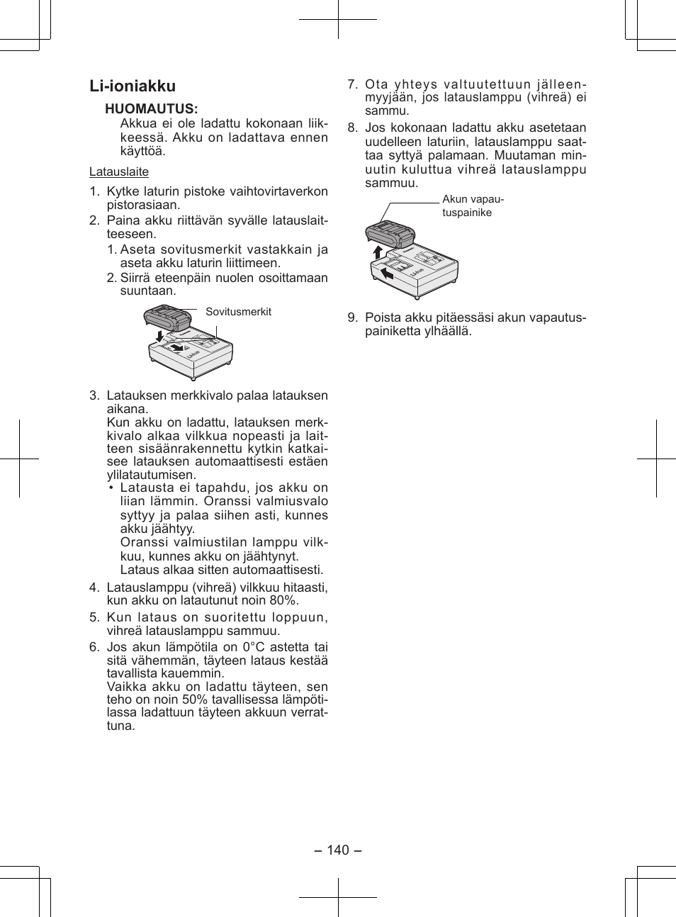 Li-ioniakku | Panasonic EY7840 User Manual | Page 140 / 148