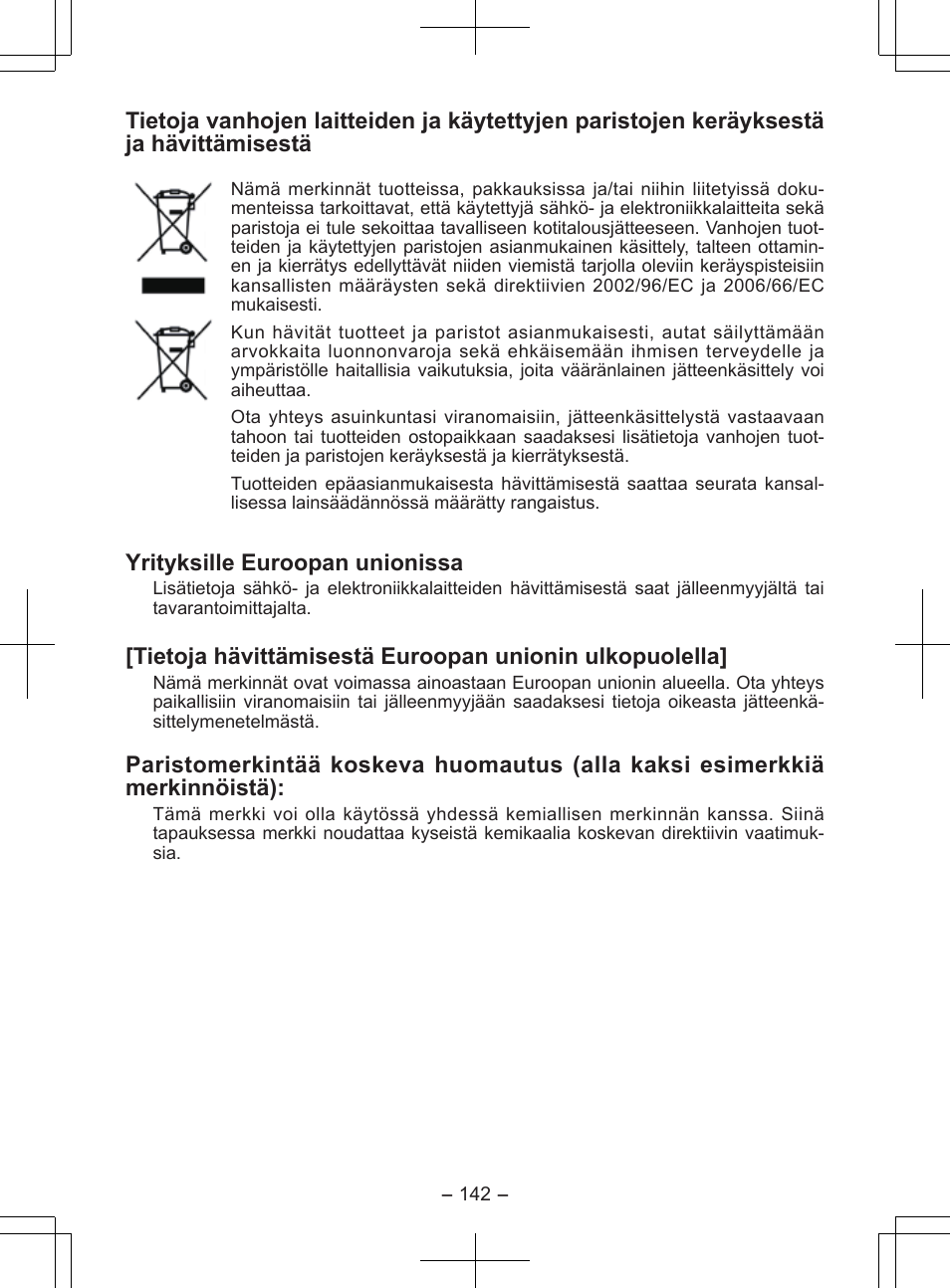 Yrityksille euroopan unionissa | Panasonic EY7840 User Manual | Page 142 / 148