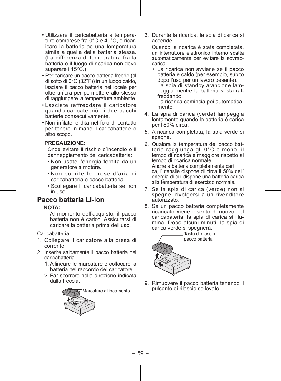 Pacco batteria li-ion | Panasonic EY7840 User Manual | Page 59 / 148