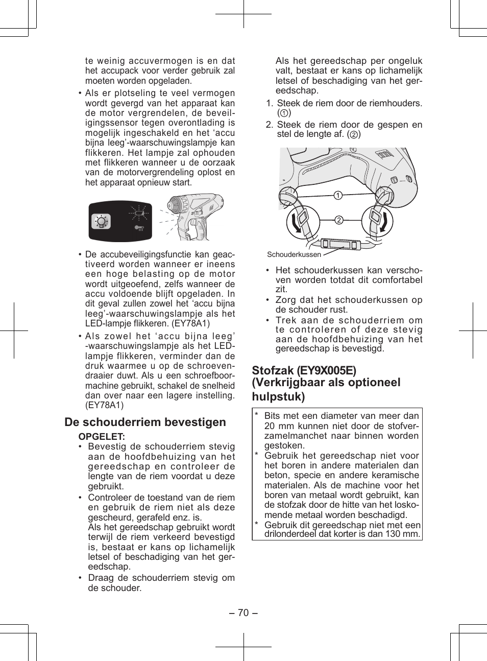 De schouderriem bevestigen | Panasonic EY7840 User Manual | Page 70 / 148