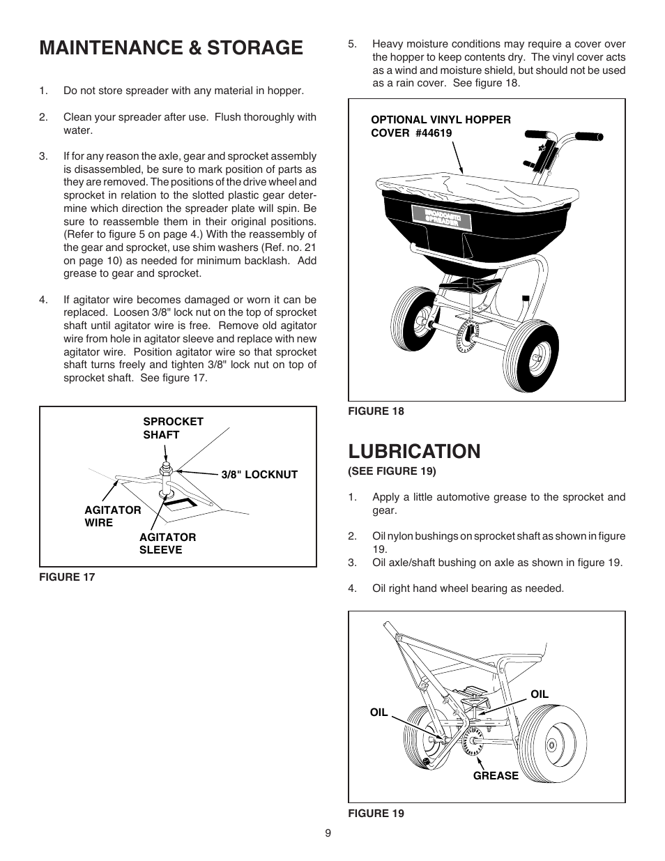 Maintenance & storage, Lubrication | Agri-Fab 45-02141 User Manual | Page 9 / 12