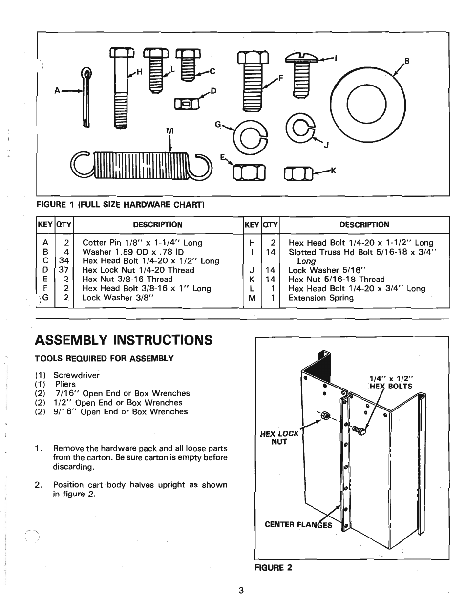 Tools required for assembly, Assembly instructions | Agri-Fab Utility Cart 45-01001 User Manual | Page 3 / 12
