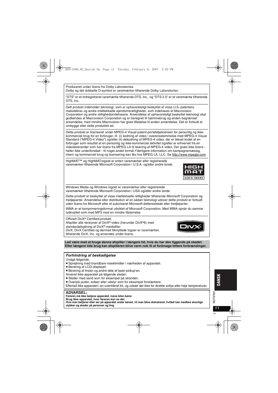 Panasonic DVDLS82 User Manual | Page 181 / 192