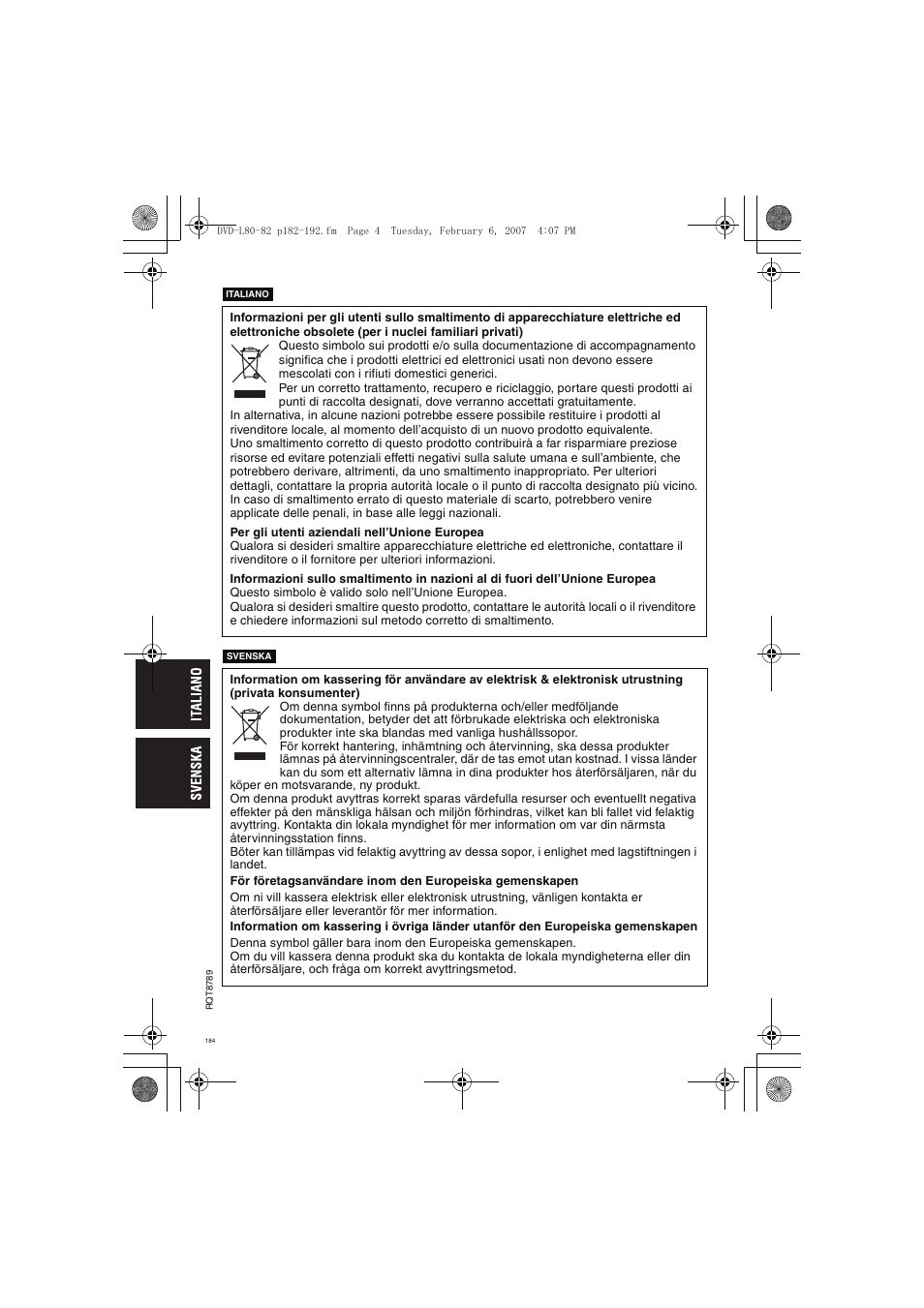 Panasonic DVDLS82 User Manual | Page 184 / 192