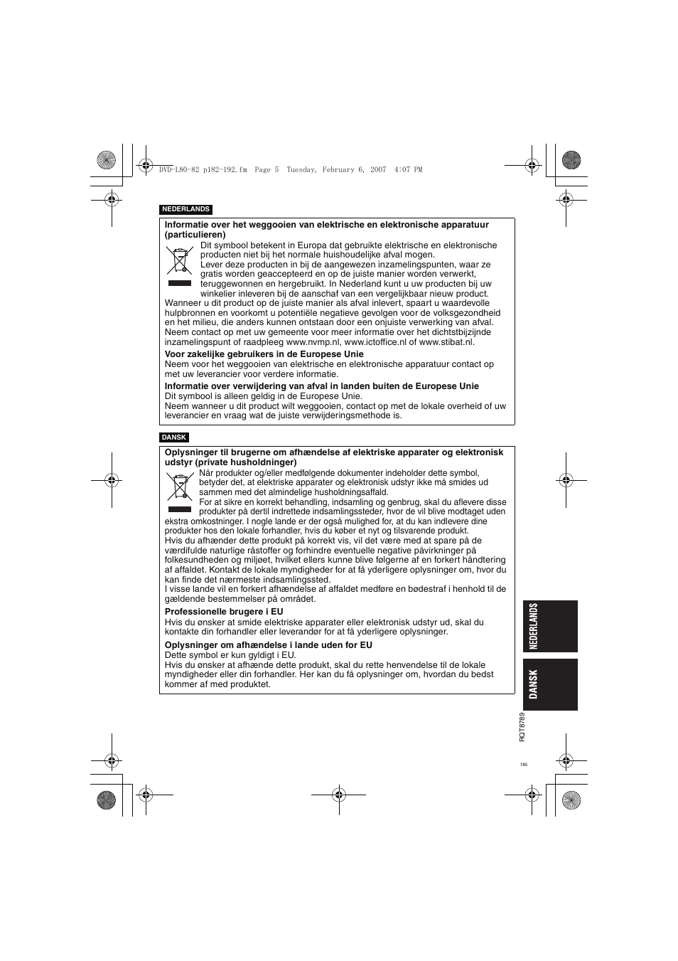 Panasonic DVDLS82 User Manual | Page 185 / 192