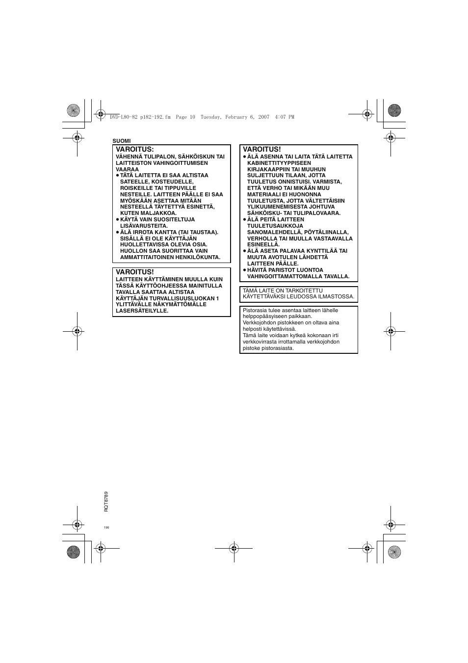 Panasonic DVDLS82 User Manual | Page 190 / 192