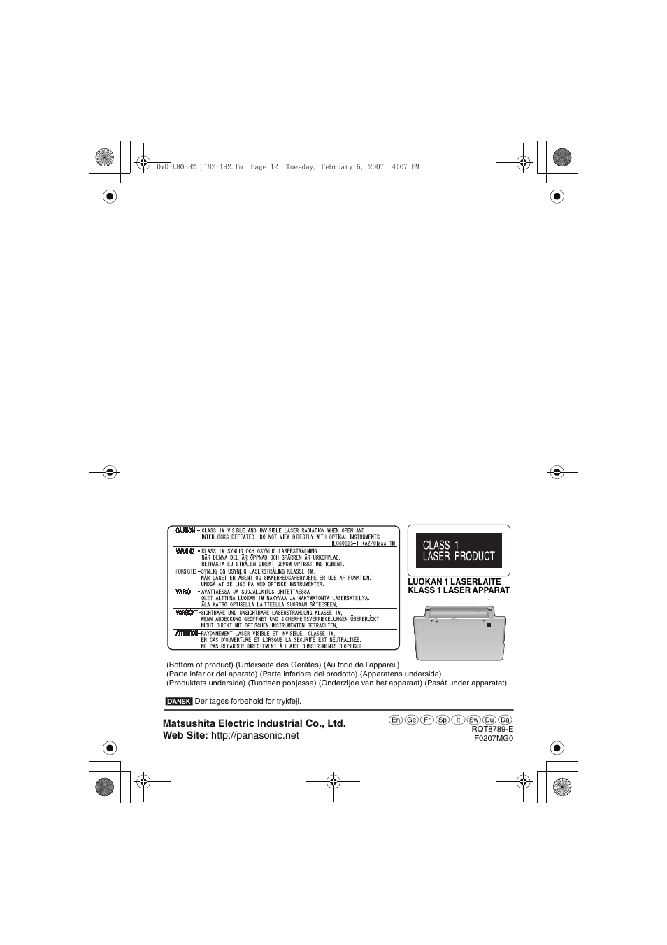 Panasonic DVDLS82 User Manual | Page 192 / 192