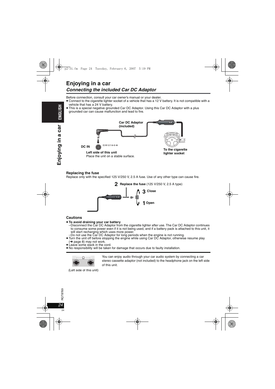 Enjoying in a car | Panasonic DVDLS82 User Manual | Page 24 / 192