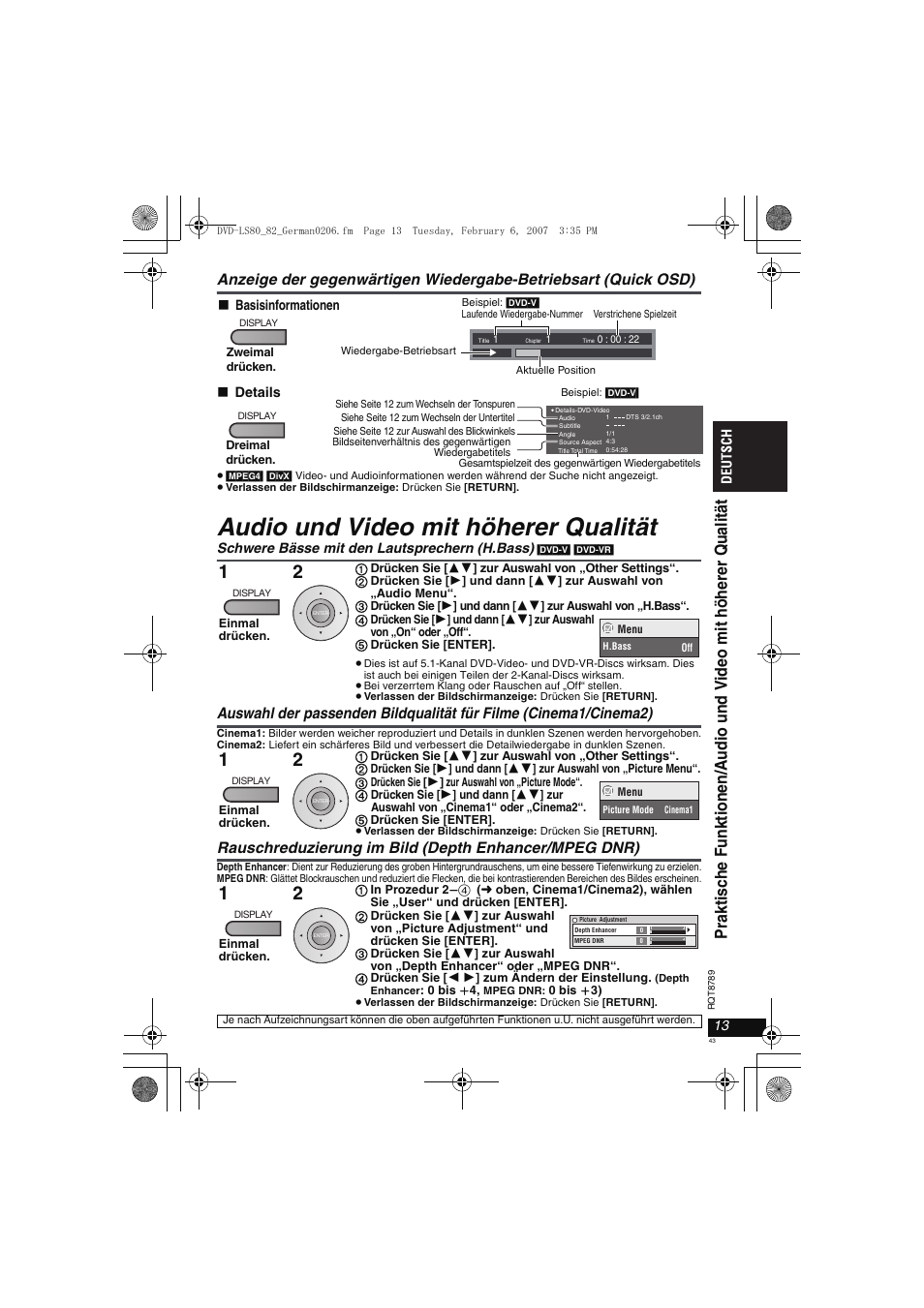 Audio und video mit höherer qualität | Panasonic DVDLS82 User Manual | Page 43 / 192