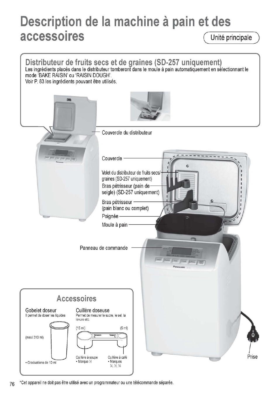 Accessoires, Unité principale | Panasonic SD256WTS User Manual | Page 76 / 94