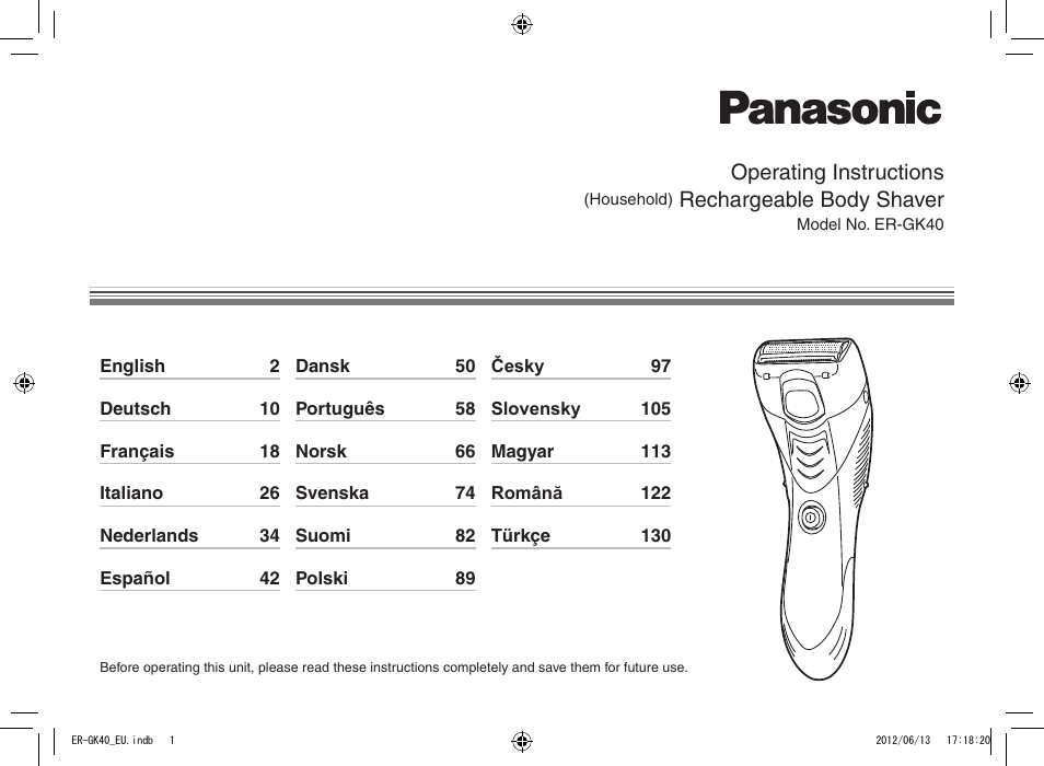 Panasonic ERGK40 User Manual | 140 pages