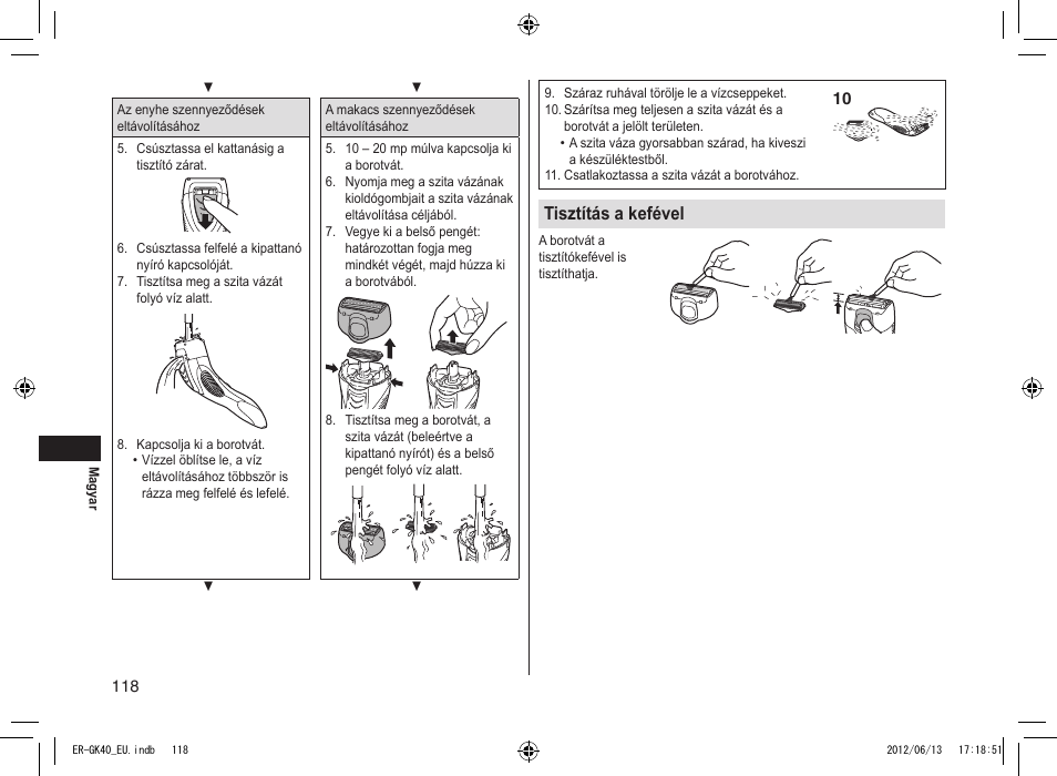 Tisztítás a kefével | Panasonic ERGK40 User Manual | Page 118 / 140