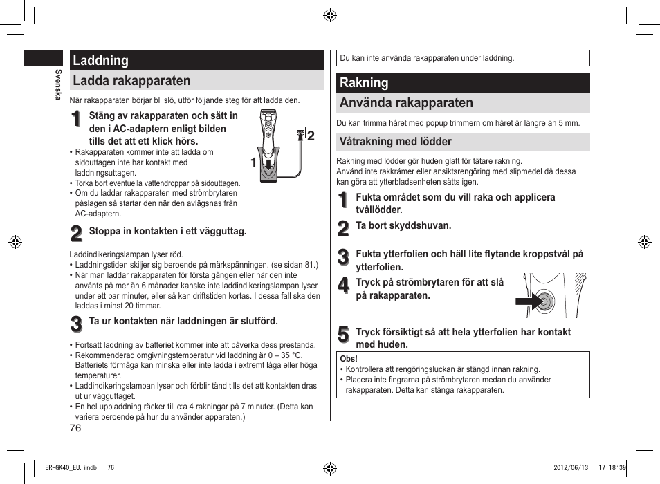 Panasonic ERGK40 User Manual | Page 76 / 140