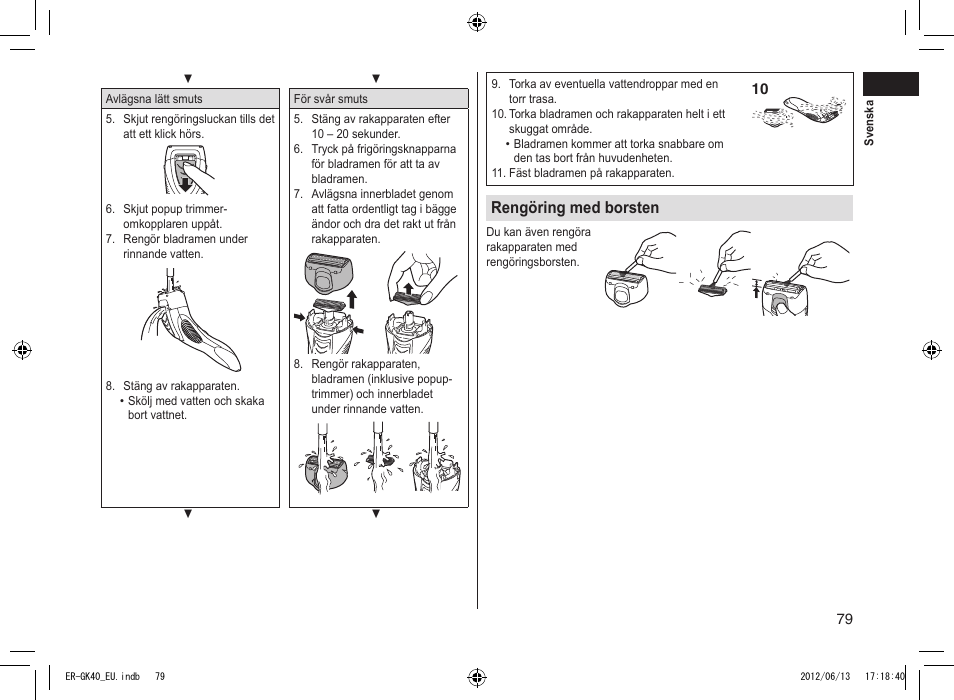 Rengöring med borsten | Panasonic ERGK40 User Manual | Page 79 / 140