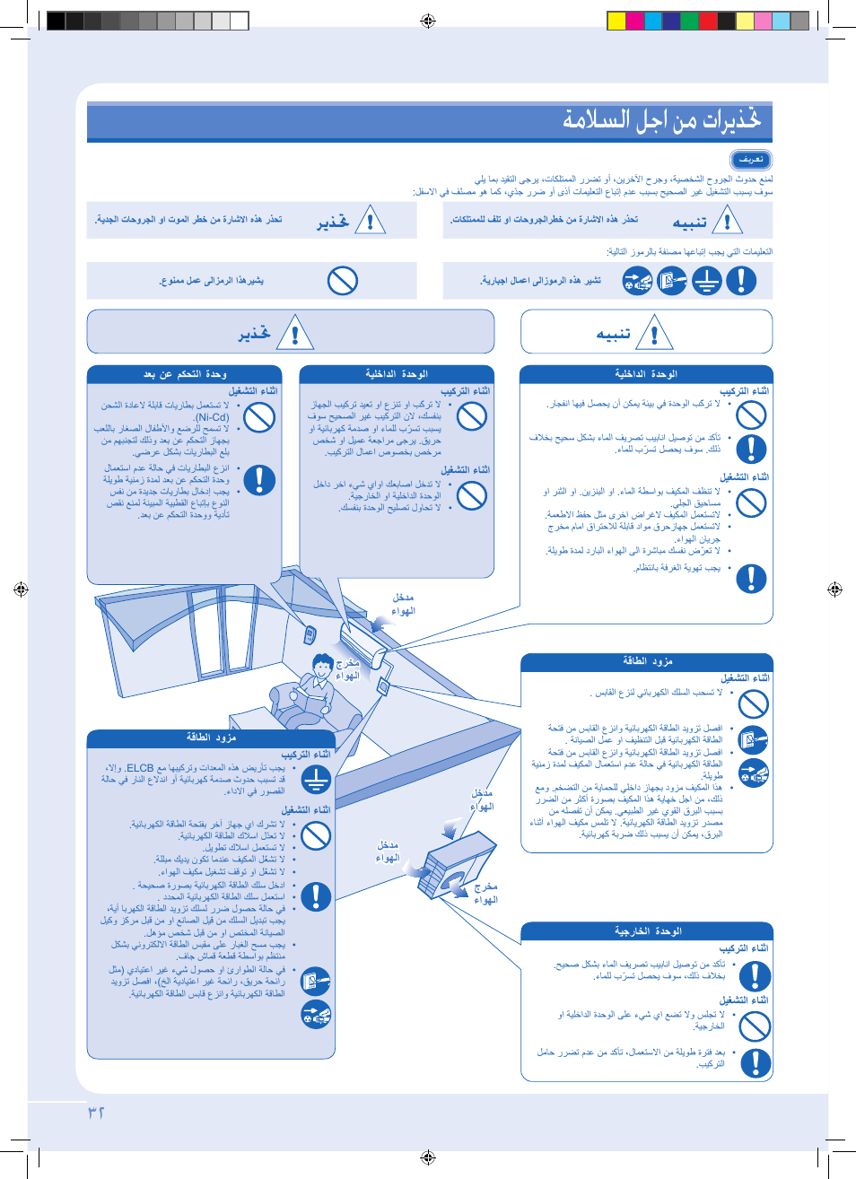 ةملاسلا لجا نم تاريذتح, هيبنت, ريذتح | ريذتح هيبنت | Panasonic CUPC9GKD User Manual | Page 32 / 40