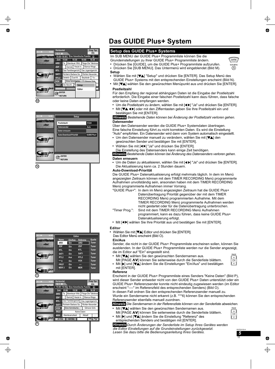 Seite11, Das guide plus+ system, Setup des guide plus+ systems | Panasonic DMREH50 User Manual | Page 11 / 48